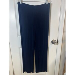Chico's Women Travelers Navy Blue Ribbed Wide Leg Pants Size 3